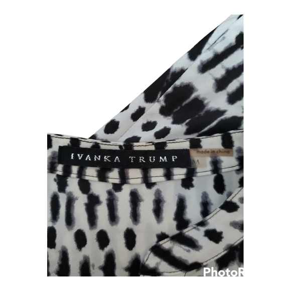 Ivanka Trump Womens Button Down Top Shirt Small Roll Tab Sleeves Black White - Picture 3 of 5